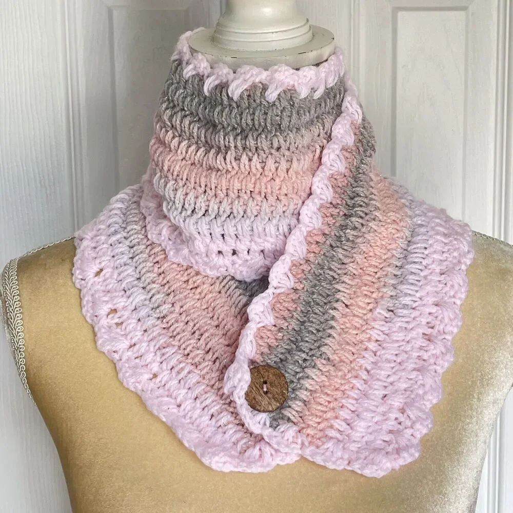 Crochet Cable Knit Scarf Shawl Neck Multicolor Warmer Scarf